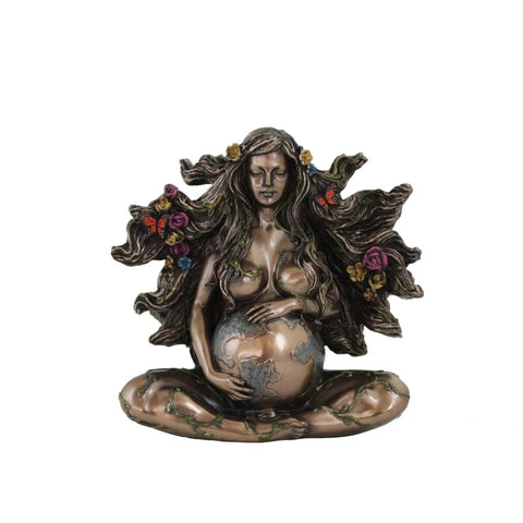 Gaia Earth Goddess Bronze Resin Statue, Greek Mother Nature Decor, 12cm