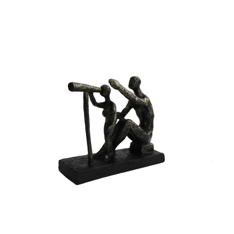 Father and Son Bronze Resin Statue, Italian Made Inspirational Gift, 21x7x18cm