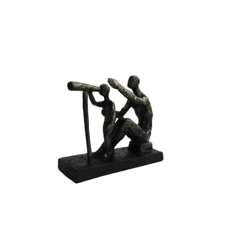 Father and Son Bronze Resin Statue, Italian Made Inspirational Gift, 21x7x18cm