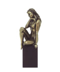 Modern Bronze Resin Female Nude on Black Cube, 21cm Italian Sculpture