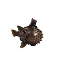Bronze Puffer Fish Resin Statue, Handmade Italian Figurine, Coastal Decor