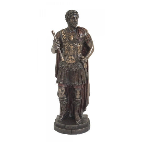 Roman Emperor Hadrian Statue 25cm, Bronze Finish Resin, Italy, Hand-Finished