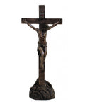 Bronze Resin Crucifix Statue, Wall Hanging or Stand, 34cm Italian Catholic Decor