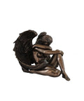 Winged Woman Bronze Resin Statue, Handcrafted Sculpture, 17x14x12 cm, Italy
