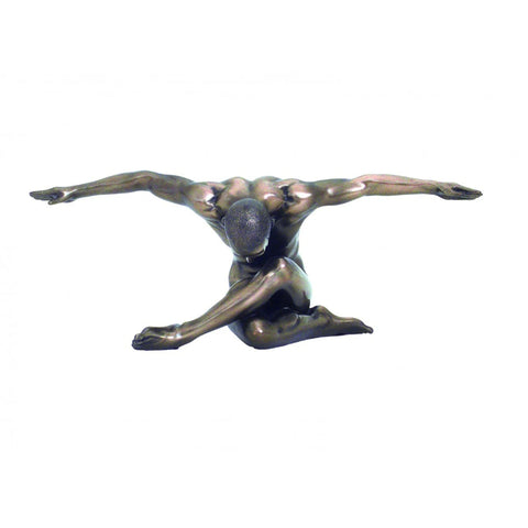 Bronze Resin Nude Male Statue Outstretched Arms Figurine 26x10x10cm Italian