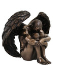 Winged Man Statue, Hand-Finished Bronze Resin Italian Figurine, 15x12x14 cm