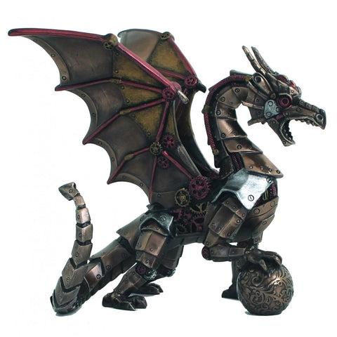 Bronze-Finish Dragon Statue 16cm, Hand-Finished Resin, Made in Italy Gift