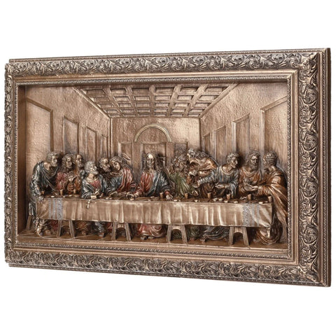 Last Supper Wall Plaque, Leonardo da Vinci Bronze Resin, Made in Italy