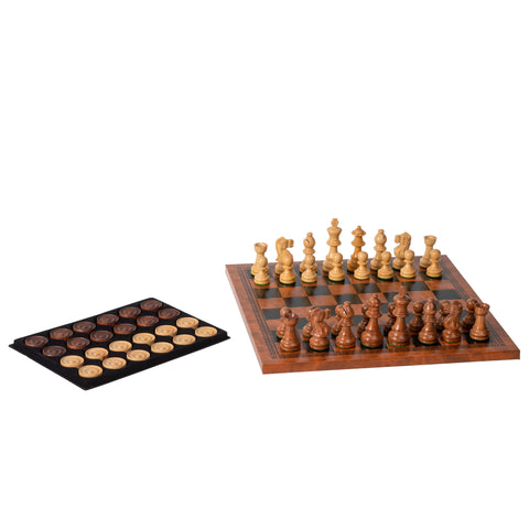 High quality CLASSIC Chess Set with leatherlike chess board + CHECKER SET