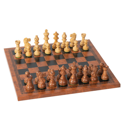 High quality CLASSIC Chess Set with leatherlike chess board + CHECKER SET