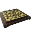 High quality METAL Chess Set with Brass Effect Chess Board