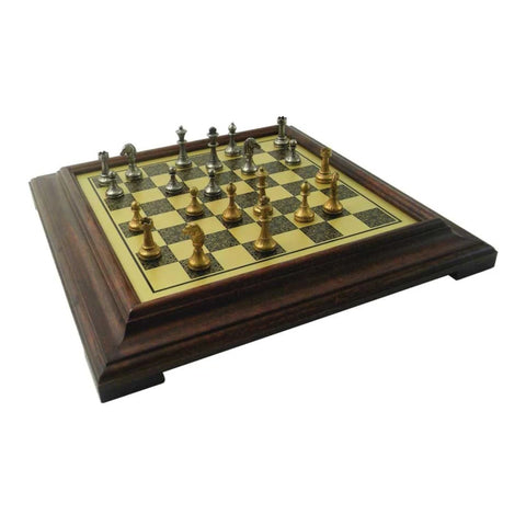 High quality METAL Chess Set with Brass Effect Chess Board