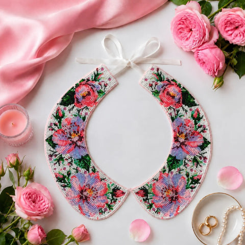 Beaded Embroidery Collar Kit Rose Veil