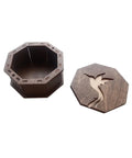 Wooden Octagonal Box with Hummingbird Design