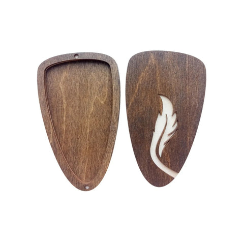 Wooden Scissors Case Feather KF058/51 by Wizardi