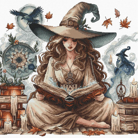 Witch's Autumn Cross Stitch Kit