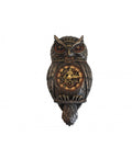 Owl wall clock bronze resin