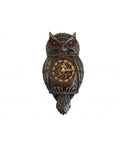 Owl wall clock bronze resin