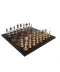 Metal Oriental Chess Pieces with Real Leather Chessboard