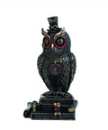 Steampunk Owl Statue, Bronze Resin, 20cm Scholar Hat Decor, Made in Italy, Gift