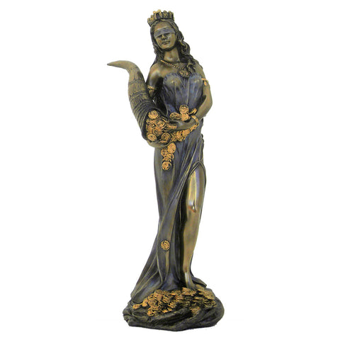Fortuna Roman Goddess Statue, Bronze Resin, 29cm, Italian Made Home Decor