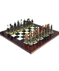 The Battle Of Troy: Handpainted Chess Set with Walnut Chessboard