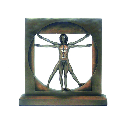 Vitruvian Man Statue, Leonardo da Vinci Inspired, Bronze Resin, 22 cm, Italy