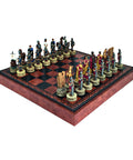 The Battle Of Troy: Chess Set with Leatherette Chessboard & Box + Checker Set