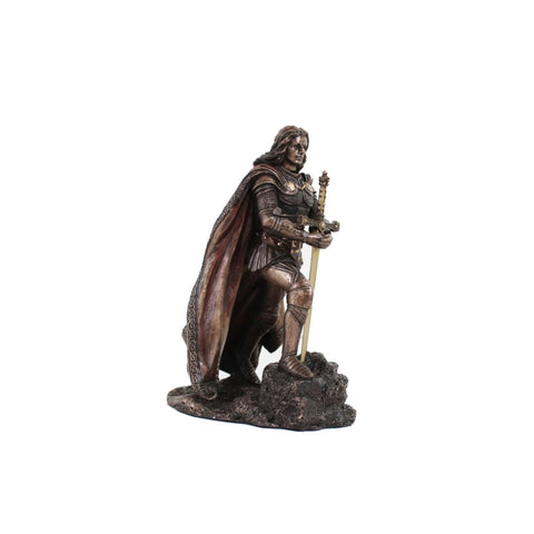 King Arthur Sword in the Stone Bronze Resin Figurine 21cm Handmade