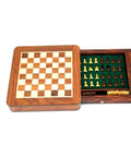 25X25CM QUALITY MAGNETIC WOODEN CHESS SET WITH DRAWER + CHECKER SET - Hobby.lt