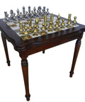 GIANT Solid Brass Chess Set with Beautiful Wooden Chess Table