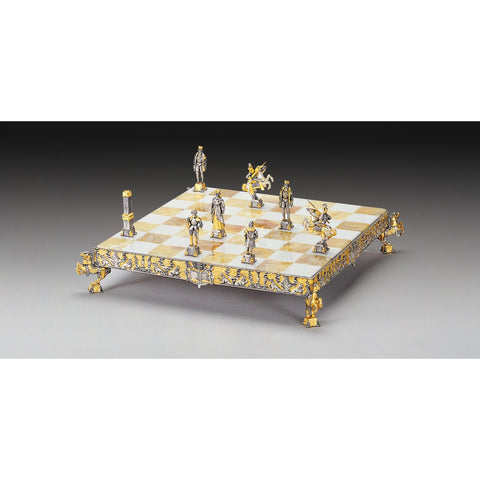 MEDIOEVAL SET: Ultra Luxurious CHESS from Bronze finished with 24k Gold
