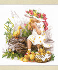 Girl with Ducklings cross stitch kit by RIOLIS Ref. no.: 1781