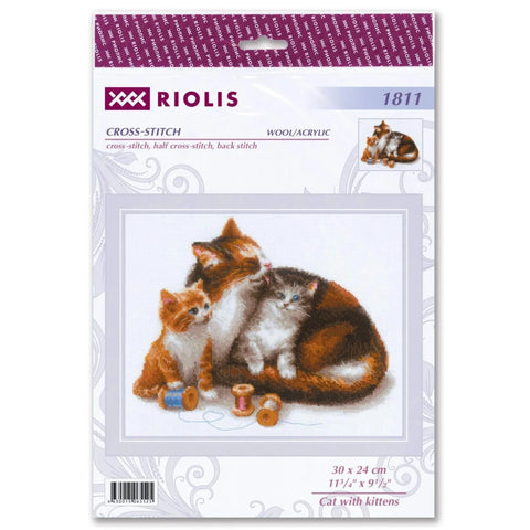 Cat with Kittens cross stitch kit by RIOLIS Ref. no.: 1811