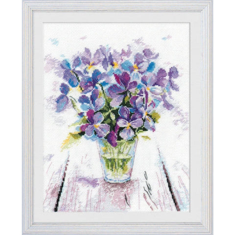 Blue Violets Cross Stitch Kit