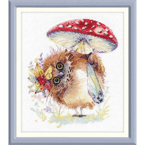 Owl with Umbrella Cross Stitch Kit
