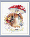 Owl with Umbrella Cross Stitch Kit