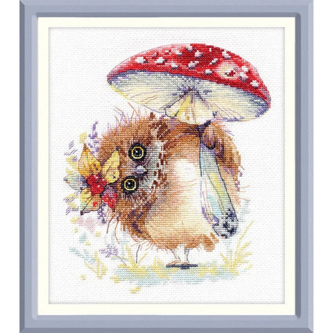 Owl with Umbrella Cross Stitch Kit