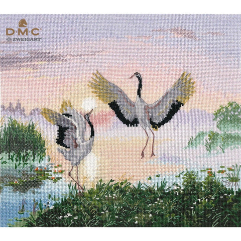 Dancing Cranes Cross Stitch Kit