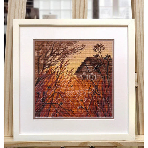 Cross stitch embroidery kit - landscape with spiderweb - Oven