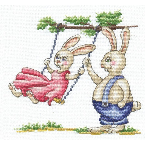 Bunnies First Date SANZ-39 - Cross Stitch Kit by Andriana