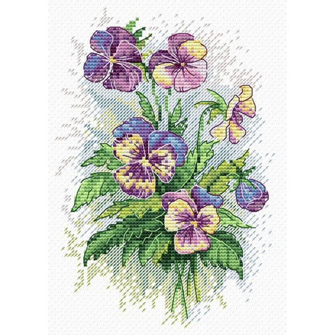 Cross Stitch Kit Pansies SM-121
