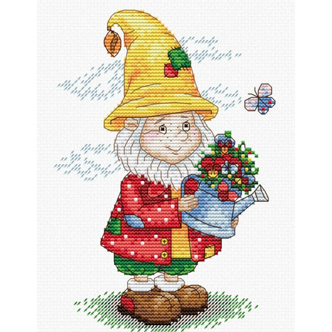 Cross Stitch Kit Dwarf in Yellow hat SM-133