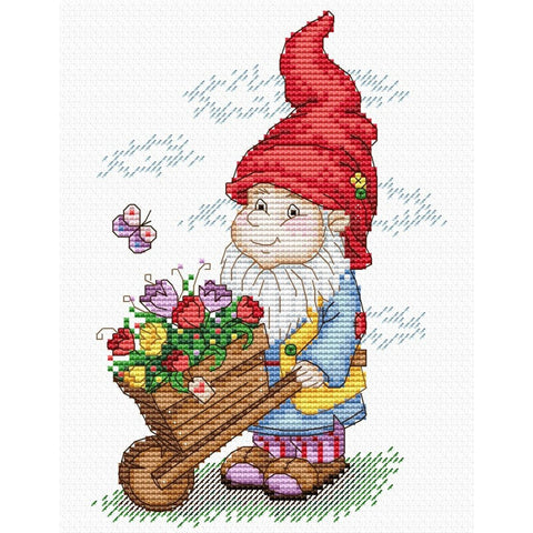 Cross Stitch Kit Dwarf in Red Hat SM-134