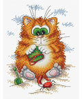 Cross Stitch Kit Cat at the Beach SM-148