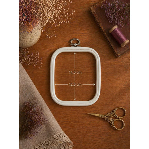 Square Embroidery Hoop 12.5 x 14.5 cm, White, Nurge