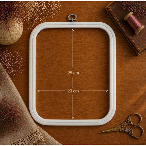 Square Flexible Embroidery Hoop 23 x 25 cm, White, Nurge
