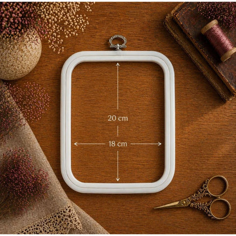 White Flexible Square Embroidery Hoop 18x20 cm, Nurge