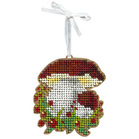 Cross Stitch Christmas Ornament Kit, Boletus Mushroom, MP Studia