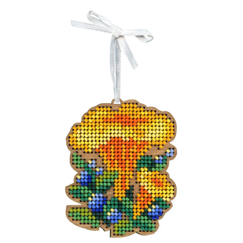 Christmas Cross Stitch Ornament Kit, Chanterelle Mushroom, MP Studia